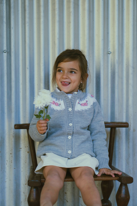 Cardigan gris bordado - comprar online