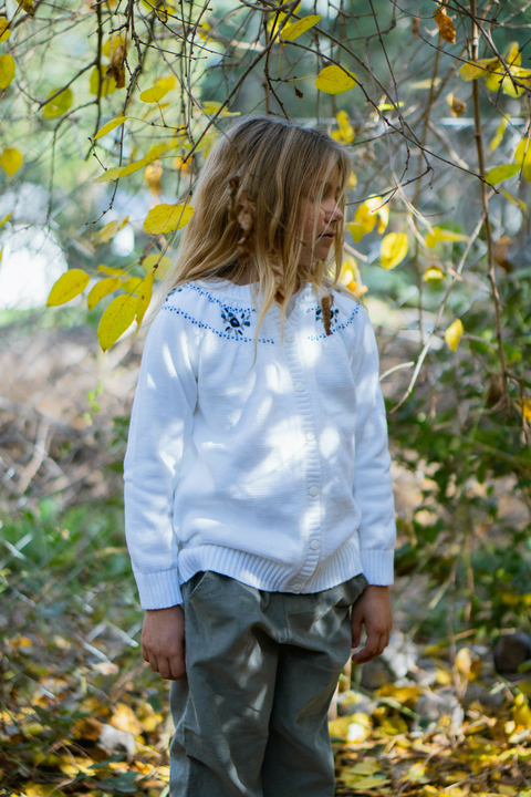 cardigan bordado con azul - comprar online