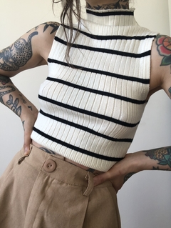 Top Tejido CHARO Blanco/Negro - I LOVE ALL BASICS