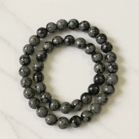 Tira de Obsidiana Nevada 8 mm – Piedra Natural Pulida para Bijouterie Artesanal y Amuletos - comprar online