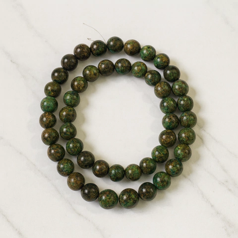 Tira de Turquesa Africana Verde 8 mm – Piedra Natural para Bijouterie Artesanal – Pulido Premium - comprar online