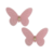 Aplique Borboleta Voal com Strass e Pérola (Rosa) 5,5 cm - 2 Unidades