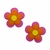Aplique Emborrachado Flor Pespontada Pink e Laranja - 2 unidades