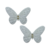 Aplique Borboleta Voal com Strass e Pérola (Branca) 5,5 cm - 2 Unidades