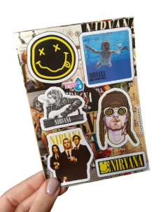 PLANCHA DE STICKER - NIRVANA - RESISTENTE AL AGUA