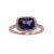 Anillo Carmin Plata 925 Rose Piedra Violeta Y Zirconias
