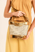 BOLSA CESTO COURO COM PALHA RATTAN NATURAL METALIZADA - loja online