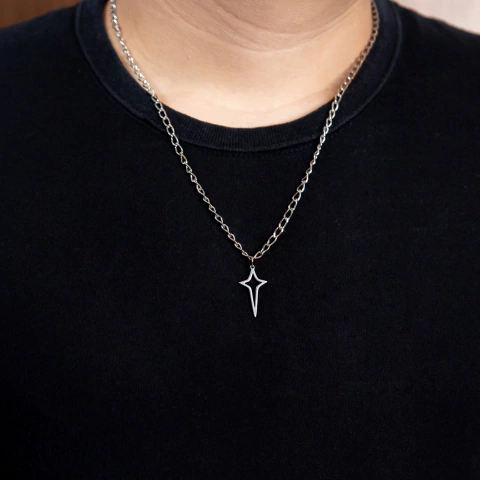 Corrente Masculina Com Pingente de Cruz Corte a Laser CRM03