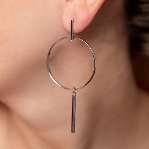 Brinco Bianca Argola e Palito em Aço Inox ART121