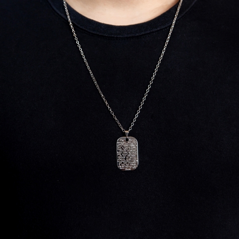 Corrente Masculina Placa Militar Pai Nosso CRM21