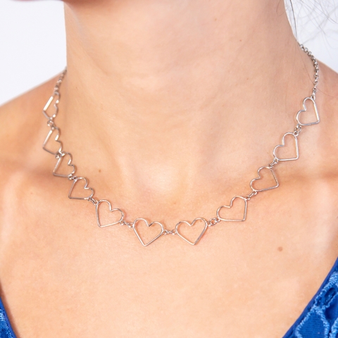 Choker Corações de Fio em Aço Inox CKR34