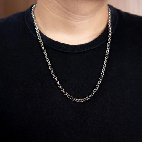 Corrente Masculina Elo Português em Aço CRM17