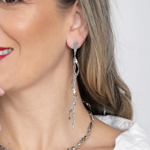 Brinco Espiral com Corrente em Aço Inox ART723 - comprar online