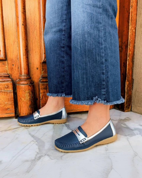Mocasines Milly Color Azul combinado con Plata - comprar online