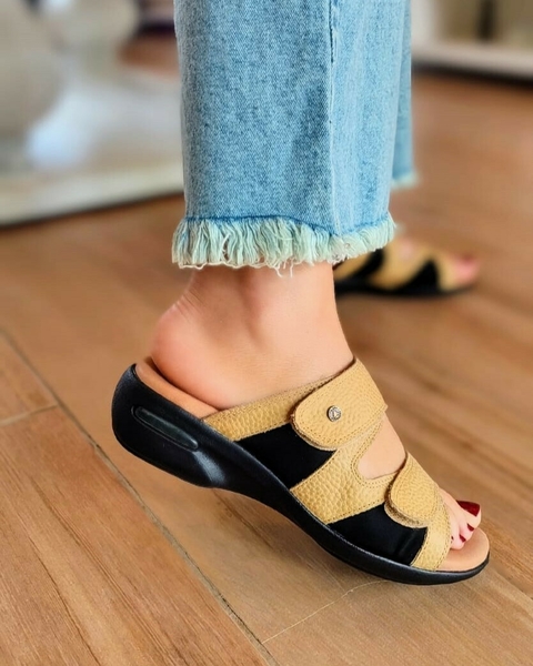 Sandalias Luly Color Ambar. Plantilla Anatómica de LATEX forrada en cuero Linea 24hs. Comodidad.(726) - comprar online