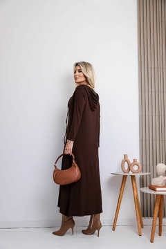 Vestido Capuz Viscolycra único (38 ao 48) Marrom na internet