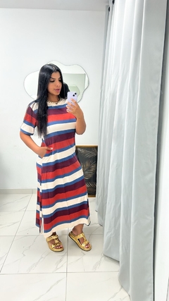Vestido Mid listrado ,Viscolycra único (38 ao 46) cor da foto - comprar online