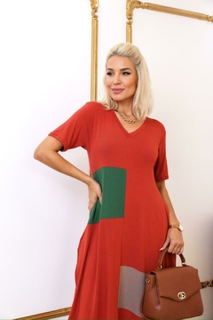Vestido decote V ,Viscolycra único (38 ao 46)cor da foto na internet