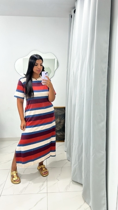Vestido Mid listrado ,Viscolycra único (38 ao 46) cor da foto na internet