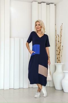 Vestido decote V,Viscolycra único (38 ao 46) cor da foto na internet