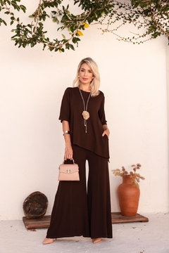Conjunto pantalona Viscolycra único (38 ao 46) marrom - loja online
