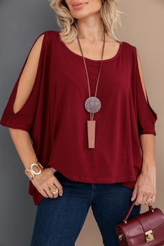 Blusa Elisa Viscolycra único (38 ao 48) marsala