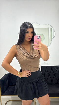 Blusa drapeada suplex ,único (38 ao 42)capuccino - Massimino Modas Atacado
