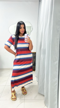 Vestido Mid listrado ,Viscolycra único (38 ao 46) cor da foto