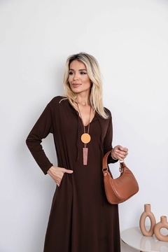 Vestido Capuz Viscolycra único (38 ao 48) Marrom