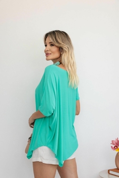 Blusa Renata ,Viscolycra único (38 ao 48)verde tifanny - Massimino Modas Atacado