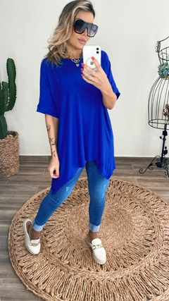 Blusa ampla Viscolycra único (38 ao 48) azul bic