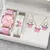 Relógio Feminino com Pulseira de Couro Moda Strass Kit com 6 ou 5 pçs/ Relógio de Pulso - Pulseira - Colar - Anel - Par de Brincos - comprar online