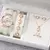 Relógio Feminino com Pulseira de Couro Moda Strass Kit com 6 pçs/ Relógio de Pulso - Pulseira - Colar - Anel - Par de Brincos