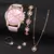 Imagem do Relógio Feminino com Pulseira de Couro Moda Strass Kit com 6 ou 5 pçs/ Relógio de Pulso - Pulseira - Colar - Anel - Par de Brincos