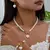 Conjunto de SemiJoias com Pérola e Pingente em Forma de Coração, Colar, Brincos e Pulseira Elegância e Sofisticação Vermelho - loja online