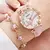 Relógio Feminino com Pulseira de Couro Moda Strass Kit com 6 pçs/ Relógio de Pulso - Pulseira - Colar - Anel - Par de Brincos - loja online