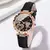 Relógio Feminino com Pulseira de Couro Moda Strass Kit com 4 pçs/ Relógio de Pulso Mais Pulseira de Brinde