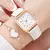 Relógio Feminino com Pulseira de Couro Moda Quadrada Kit com 2 ou 4 pçs/ Relógio de Pulso Mais Pulseira de Brinde - Loja Distbeleza