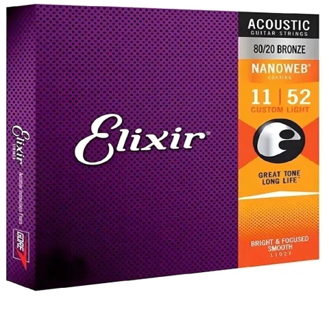 Encordoamento Elixir 011 Violão Custom Light Bronze Nanoweb - comprar online