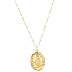 Colar de Nossa Senhora das Graças oval Folheado com strass