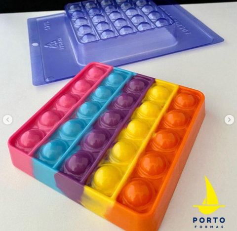Forma Molde Quadrado de Chocolate Pop It Fidget Toys Porto Formas - Embalike Lançamento Dia das Crianças para Confeitaria e Festas