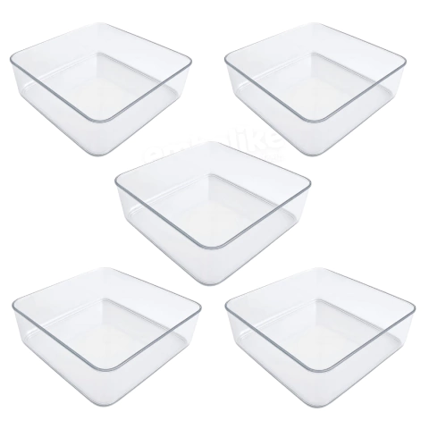 Kit 5un Mega Cake Box 4 Litros Travessa Acrílica Com Tampa 25x25cm - comprar online