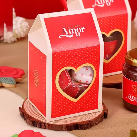 10un Caixa Milk Lembrancinha Com Visor Amor 4105