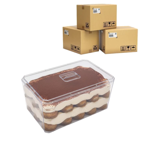 Atacado 10 Cake Box Retangular Elegance 1800ml Acrílico Com Tampa