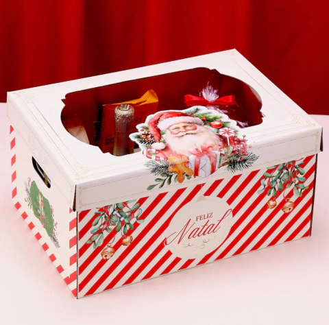 Kit Caixa Baú de Natal Grande Com Alça, Visor e Fio de Led - 1 ou 5 Unidades - comprar online
