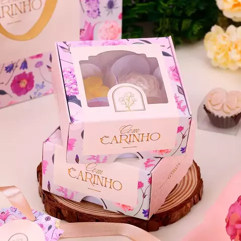 10un Caixa 4 Doces Brigadeiros Com Visor Graciosa Floral 4061