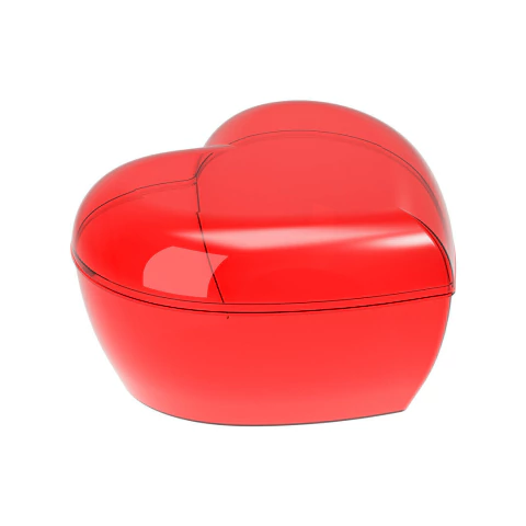 Cake Box Coração Acrílico Vermelho Translúcido Produfest BlueStar 900ml Dia das Mães Dia dos Namorados