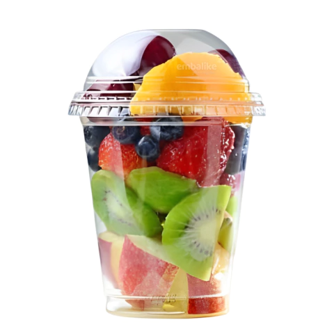 Copo Com Tampa Bolha Sem Furo em Material Plástico Pet transparente para Copo da Felicidade e Sobremesas