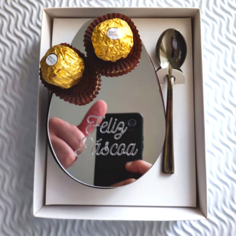 Kit 3un Espelho Plástico Para Selfie Ovo De Páscoa Casca 250g e 350g- Prata