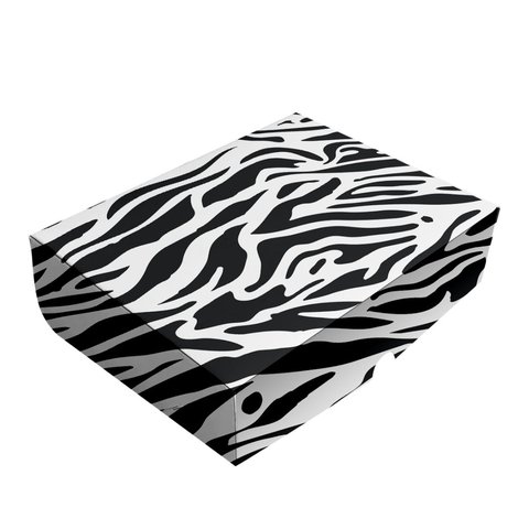 Caixa Para Presente Estampada Zebra P - Preto e Branco (25X20X5 CM) Cod 79012